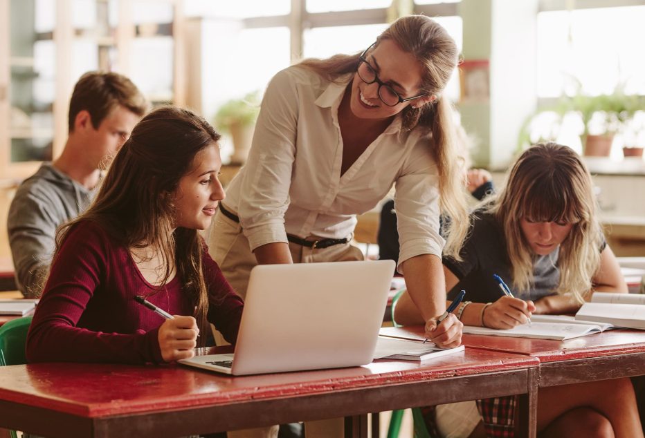 Teacher happy to help student