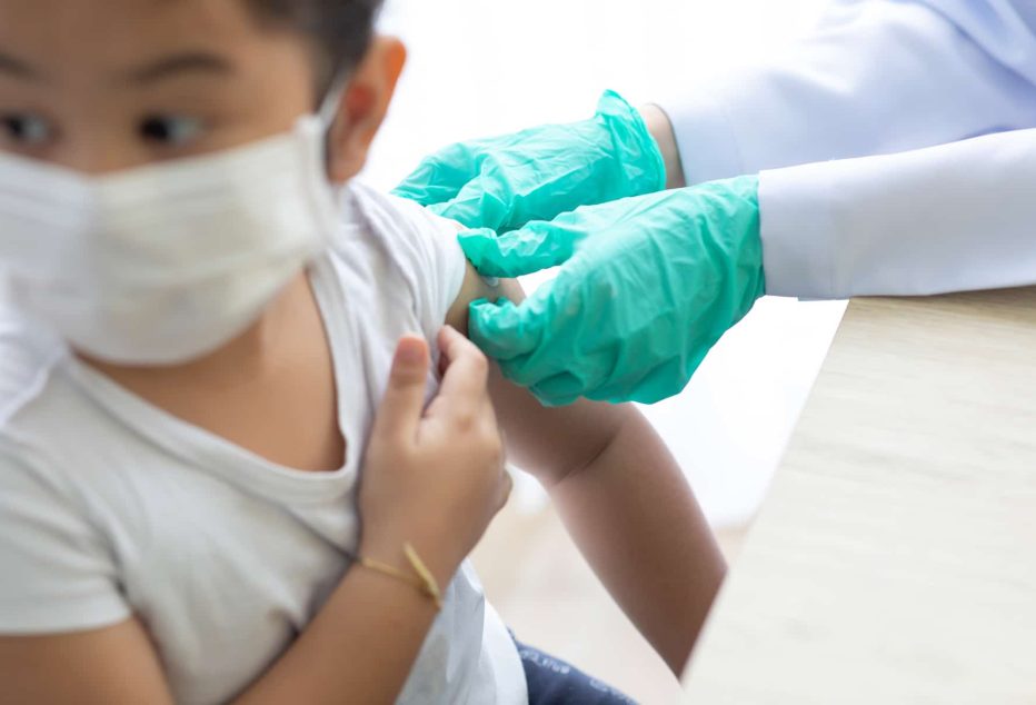 Asian little girl getting dengue vaccine. Pediatrician. pediatri